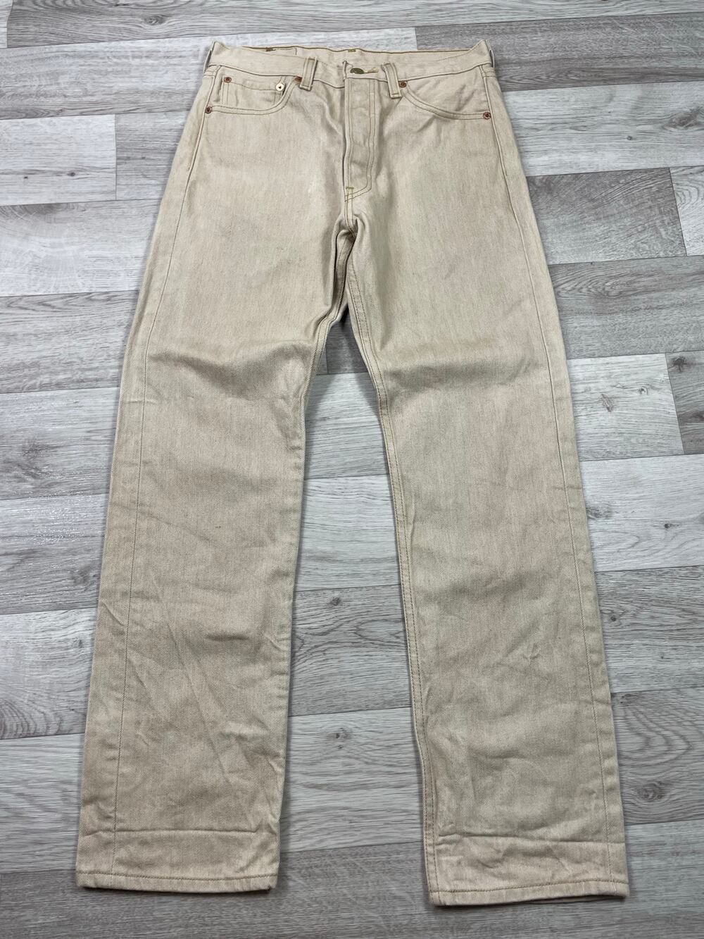 🔥Levi’s 501 button fly men’s 30x32 beige straight leg jeans classic Americana